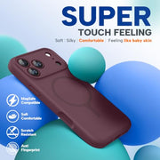 Miracase Magnetic for iPhone 18 Pro Case, Silicone, Burgundy | Compatible with MagSafe, Soft Microfiber Lining,Shockproof Drop Protection Phone Case for 18 Pro