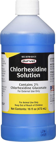 Durvet 3 Bottles of Chlorhexidine Solution, 16 Ounces Each, for Cleaning Superficial Wounds on Dogs and Horses