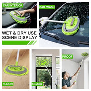 Ordenado 62" Car Wash Brush kit with Long Handle & Scratch-Free Refill Head | Chenille Microfiber Car Wash Mop Mitt, Car Washing Stick, Car Clean Brush Kit, Car Cleaning Supplies for RV Truck Boat, Green