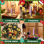 Advent Wreath Candle Holder, Christmas Candle Rings for Tapered Candles | Advent Wreath 5 candle Holder for Christmas Festival Home Party Church Decor, Gold