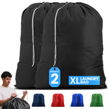 Handy Laundry Bags Nylon Extra Large - Heavy Duty - 2-Pack, Black | Wash Bags with Locking Drawstring - Machine Washable, Tear-Resistant Sacks for Hampers, Travel & Storage