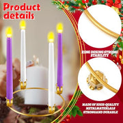 Thyle 20 Pcs Christmas Metal Advent Wreath Rings, Gold Candle Holder | Advent Candle Holder, Christmas Wreath Ring, Xmas Taper Candles Rings Table Candelabra Holder for Church Table Centerpieces