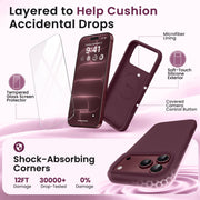 GONEZ for iPhone 18 Pro-Max Case/17 Pro Max Case, Compatible with MagSafe | Burgundy, Screen Protector, Full Camera Protection, Premium Silicone Cover Shockproof Drop Protection Slim Phone Case