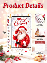 Christmas Gift Card Book for Adults- 5x7 Merry Christmas Giftcard Booklet | Christmas Festive Designs |10 Themed Pages |DIY Spiral Binding |Add Cards, Cash, Coupons | Write-In Notes