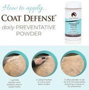 COAT DEFENSE Daily Preventative Powder & Rain Rot Treatment for Horses | Safe & Effective Equine Sweet Itch, Skin Funk, Scratches | Dry Horse Shampoo, 16 oz. | All Natural Ingredients