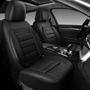 CAR PASS Faux Leather Car Seat Covers Front Seats Only, 3D Foam Support Car Seat Covers, Universal fit for Trucks Vans SUVs Sedans Automotive Comfortable, Airbag Compatible 2 Pieces Front Solid Black