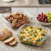 2 Pack Glass Baking Dishes, 8 * 8 Inch Small Square Brownie Pan for Oven | 2QT, Borosilicate Glass, Lead-Free, Heat-Resistant, Microwave & Freezer and Dishwasher Safe, Ideal for Small-Batch Lasagna