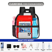 Clear Backpack for Stadium Events Sports Fan Backpack Stadium Bag 12x6x11 | Transparent Security Backpack,Heavy Duty PVC Small Clear Bag for Concerts, Sports,Work,School