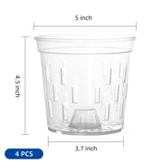 TRUEDAYS Orchid Pot, 4 Pack 5 Inch Plant Pot with Drainage | Clear Orchid Pots with Drainage Holes for Repotting, Sturdy Plastic Plant Pot for Plants, Ideal for Healthy Root Growth