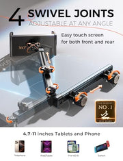 LISEN iPad Holder for Car Tablet Mount, 4 in 1 Adjust Arm Back Seat Stand | Car Accessories for Women, Car Interior Kit Organizer, Road Trip Essentials Kids, Toddler Travel Essential Car Mount Headrest