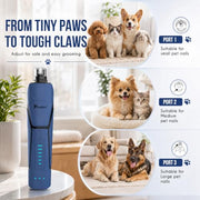 Candure Whisper Quiet Dog Nail Grinder with 360 Degree LED Light, 6-Speed Rechargeable Pet Nail Trimmers with Extra Grinding Head for Safe, Stress-Free Grooming for All Pet Sizes (Dark Blue)
