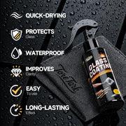 Toretark Car Ceramic Glass Coating Spray,Automotive Windshield Rain Repellent Glass Polish Protect, Long-Lasting Quick Dry Coat (3.38 fl oz +Towel)