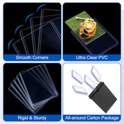 Sooez 32 Card Sleeves Hard Plastic Card Holder for Trading Card 3"x4", 35PT | for Baseball Card, Rigid Card Protector, Penny Sleeves for Collectible Game Cards, Premium Standard Size Sports Football Card