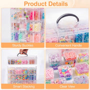 DILIBRA Bead Organizer Box, 5-Tier Stackable 140 Pcs Craft Storage Boxes | Portable Plastic Cases with Lids, Mini Bead Storage Containers for Jewelry Making Bracelets DIY Diamonds Nail Art Charms
