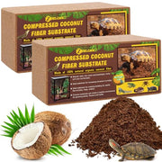 ZeeDix 2 Pack Coconut Fiber Substrate, Premium Coco Coir Reptile Substrate | 100% Coconut Husk Terrarium Bedding for Reptiles, Tortoise, Bearded Dragon, Gecko, Snake, Hermit Crabs, Frogs, Tarantula