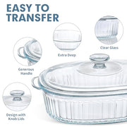 M MCIRCO 4-Piece Glass Casserole Baking Dish, Set of 2 Casseroles With Glass Lids, 1.9 Qt and 3 Qt