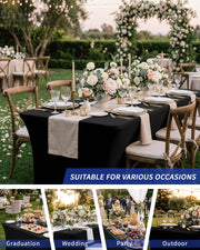 Fixwal 2 Pack 6FT Black Tablecloth Rectangle Spandex Fitted Table Cover | Fit for 6 Foot Rectangle Table, Washable Stretch, Ideal for Party, Wedding, Buffet, Halloween Decoration, Vendor Booth