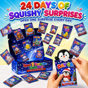 2026 Christmas Kawaii Squishy Advent Calendar for Kids | 24 daily surprise squishies in blind bags with Reusable PVC Bags, Stocking Stuffers Party Favors for Girls Boys