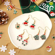 SANNIX 110Pcs 55 Pairs Christmas Charms Gold Enamel Jewelry Pendants for Holiday Xmas Earring Bracelet Necklace Craft Making