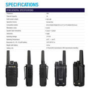 Retevis RT68 Business FRS Walkie Talkies Long Range with Earpieces 6 Pack | Rugged & Compact, License-Free, Powerful 500mW Speaker, 12-Hour Battery, Long-Term Supply, for Schools, Retail & Hospitality