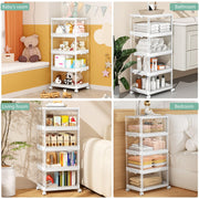 Kmiectse Clear Storage Bins with Lids - 4 Tier 23qt Plastic Stackable Bins | Closet Organizers Box for Bedroom, Living Room, 23 QT Folding Box with Magnetic door