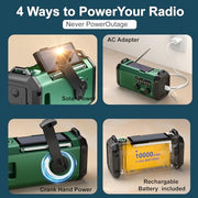 Leaton Hand Crank Emergency Radio, NOAA Weather Radio AM/FM,10000mAh | Solar charging, Rechargeable Battery Powered, USB-C Charger, Flashlight, SOS Alarm, for Camping Survival Emergencies