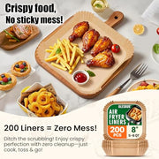 OLESBUR Air Fryer Liners Disposable, 200Pcs 8 Inch Airfryer Paper Liners, Unbleached Parchment Paper for Air Fryer Basket, Non-Stick Air Fryer Accessories, Liners for Baking, Parchment Paper Sheets