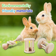 AOWPFVV Wooden Bunny Toys,Safe Rabbit Toys for Guinea Pigs,Small Animals | Teeth Grinding,Enrichment,Boredom Breaker,Chew Toys for Chinchillas,Hamster,Rats Indoor&Outdoor