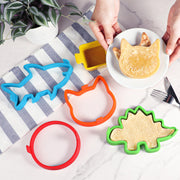 Kamehame Silicone Pancake Molds for Shark, Round, Cat, Dinosaur Shape Pancakes, 4 Pack Nonstick Pancake Shaper for kids, Fun Shapes Cake Ring Mold for Griddle Cooking