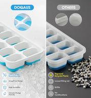 DOQAUS Ice Cube Tray with Lid and Bin,4 Pack Ice Cube Trays for Freezer | Silicone,Stackable. Easy Release Trays with Storage Bin & Scoop. Ideal for Freezer, Kitchen, RV, Cocktail, Coffee.