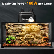 REPTITRIP Reptile Heat Lamp Fixture, Dual Light Fixture with Two Switches | Max 160W Each E26 Socket, Compatible with ceramic heat emitter, basking heat lamp, UVB bulb, for Bearded Dragon turtle lizard