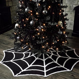 Junkin 48" Gothic Halloween Tree Skirt Black Christmas Tree Skirt | Halloween Spider Web Tree Skirt, Christmas Black and White Spooky Mat, Farmhouse Decoration, Home Seasonal Winter Room Decor