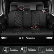 CAR PASS 5 Seats Piping Luxury Faux Leather Seat Covers Full Set, Anti-Slip Waterproof Seat Covers Compatible with Front Armrests, Universal Fit for Suvs,Vans,Trucks,Airbag Compatible, Pure Black