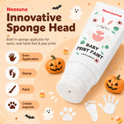 Noosuna Baby Hand and Footprint Paint with Sponge Head, 1.69 fl oz, White | Baby Safe Paint, Non-Toxic and Washable, Newborn Memento, New Mom Gifts, My First Halloween