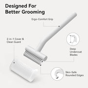 aumuca Undercoat Rake for Dogs, Deshedding & Dematting Comb for Cats, Horse | Dog grooming rake & dog shedding brush in one | Lifts undercoat in a single pass | Gentle on matted hair & sensitive skin