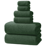 REDKISS 6-Piece Bath Towel Set - 2 Washcloths, 2 Hand Towels, 2 Bath Towels | Ultra-Fiber Coral Fleece, Super Absorbent, No Lint & No Fading | Perfect for Bathroom, Spa, Gym | Family -Olive Green