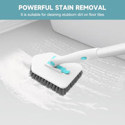 nacena Shower Scrubber with Long Handle, 3 in 1 Tile Tub Scrubber Brush with 3 Detachable Cleaning Heads Adjustable Handle Shower Cleaner Brush for Bathroom, Kitchen, Toilet, Wall, Sink, Blue White