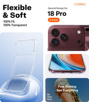TORRAS for iPhone 18 Pro Case Crystal Clear, Upgraded Anti-Yellowing, 6.3'' | 2026 Upgraded Non-Yellowing, Military-Grade Protection, Ultra-Slim Soft Bumper Case for iPhone 18 Pro Phone Case Anti-Scratch