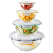 GENICOOK 4Set Nesting Glass Mixing Bowl Set with Airtight Lids BPA Free | Borosilicate Glass Dishwasher, microwave, oven & refrigerator safe,for food prep, mixing, baking and Storage.