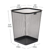 Mind Reader Mesh Trash Can, Waste Paper Basket, Square, Office, Metal Mesh, 9.75"L x 9.75"W x 12.25"H, Set of 2, Black