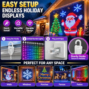 Christmas LED Smart Wall Curtain Net Lights, RGB Animated Outdoor Lights | 400 RGB Leds with App & Remote Control, Animated Effects, Timer, Music Sync and Customizable Christmas Light Displays