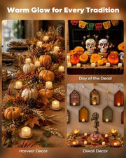 Homemory 12-Pack Remote Flameless LED Battery Tea Light Candles, 400+Hrs | 2/4/6/8H Timer Flickering Tealight Votives for Halloween Pumpkins, Christmas Decor, Weddings and Home Ambiance