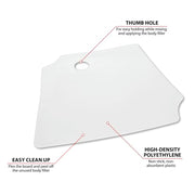 Performance Tool W1002 12 x 12 in. Plastic Body Filler Mixing Board | Automotive body shop tool. Non-stick HDPE. Flex to peel off unused filler. Built-in thumb hole for easy holding