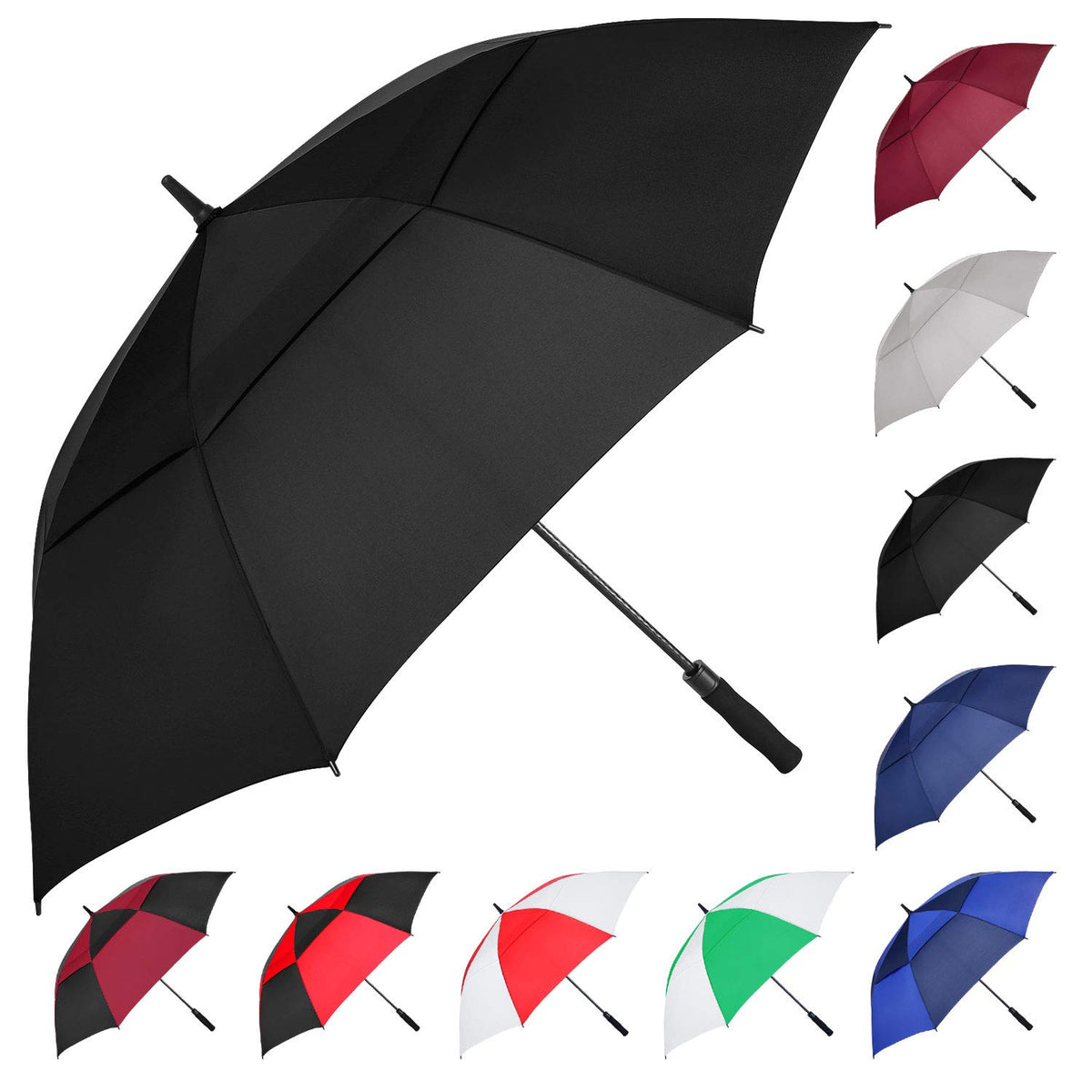 MRTLLOA Extra Large Golf Umbrella,54/62/68/72 Inch Automatic Open Umbrella | Double Canopy Vented Windproof, 210T Pongee Fabric Waterproof , Large Umbrellas for Rain Heavy Duty, Big Umbrella, Oversized