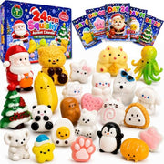2026 Christmas Kawaii Squishy Advent Calendar for Kids | 24 daily surprise squishies in blind bags with Reusable PVC Bags, Stocking Stuffers Party Favors for Girls Boys