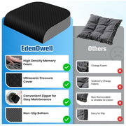 Seat Cushion, Office Chair Cushion, Chair Pad, Large, Black, Large | Memory Foam, Washable Cover, Non-slip Bottom, Portable Handle, for Office, Home and Car