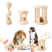 AOWPFVV Wooden Bunny Toys,Safe Rabbit Toys for Guinea Pigs,Small Animals | Teeth Grinding,Enrichment,Boredom Breaker,Chew Toys for Chinchillas,Hamster,Rats Indoor&Outdoor