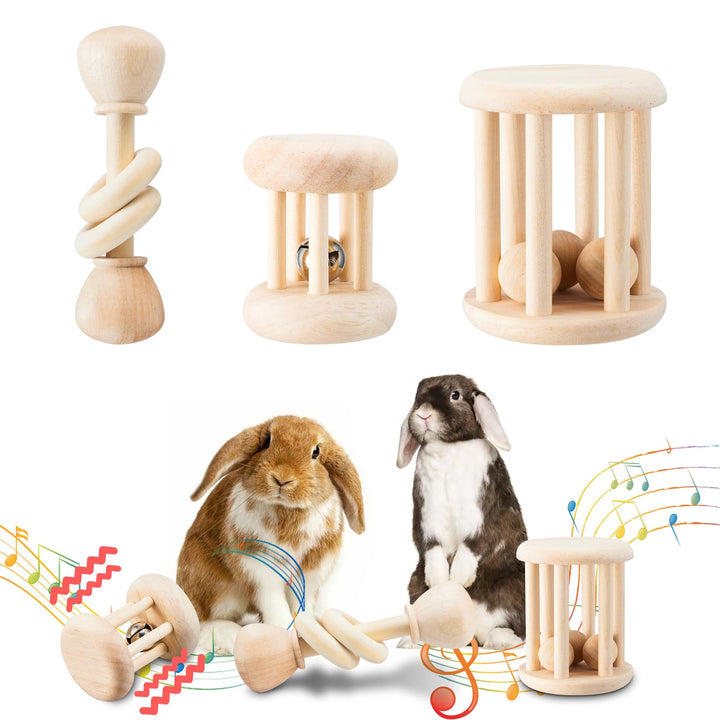 AOWPFVV Wooden Bunny Toys,Safe Rabbit Toys for Guinea Pigs,Small Animals | Teeth Grinding,Enrichment,Boredom Breaker,Chew Toys for Chinchillas,Hamster,Rats Indoor&Outdoor