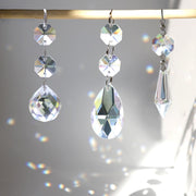 44 Pack Chandelier Crystal Replacement, Clear Crystal Prism for Chandeliers | K9 Glass Sparkling, 38mm 20mm Bead Prism, Rainbow Reflection, Easy Hang Hook, Crystals for Chandeliers Wedding Christmas Tree