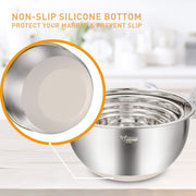 Wildone Mixing Bowls with Airtight Lids Set, 5PCS Stainless Steel Nesting Bowls with Grater Attachments & Non-Slip Bottoms, Size 5, 3, 2, 1.5, 0.63 QT, Great for Mixing & Serving, Khaki